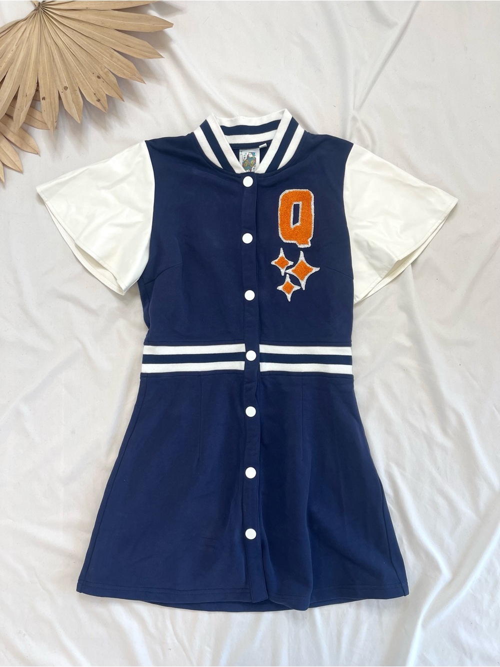 Queen of Sparkles Letterman Baseball Varsity Q Jersey Blue Mini Dress Size XS